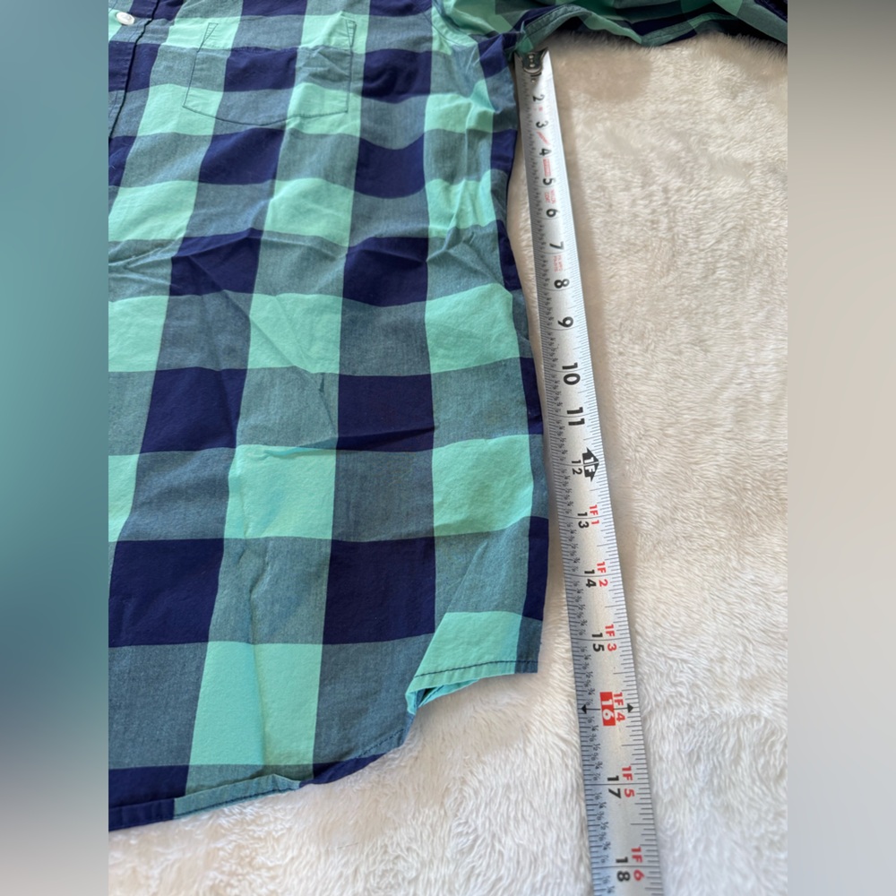 UNTUCKit Green Blue Plaid Long Sleeve Button Up Shirt Men's size L Slim Fit - Picture 2 of 5